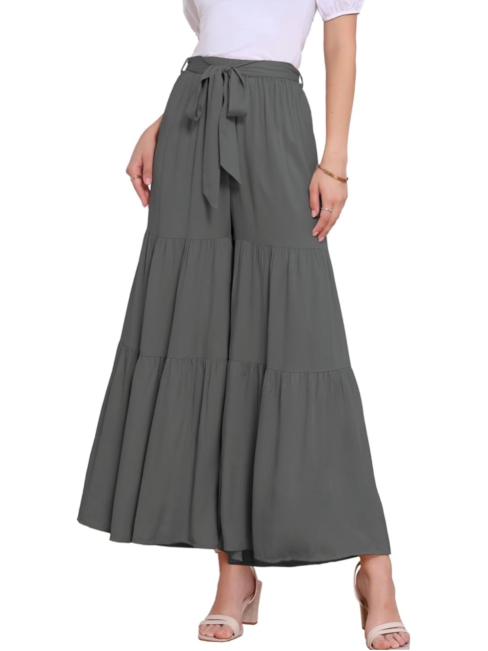 NEW Allegra K Wide Leg Palazzo Pants High Waisted Flowy Lounge S